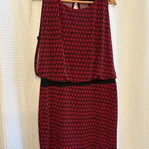Cleo Red and Black Geometric Midi Dress